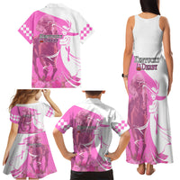 Kentucky Racing Horses Derby Hat Girl Family Matching Tank Maxi Dress and Hawaiian Shirt Pink Color - Wonder Print Shop