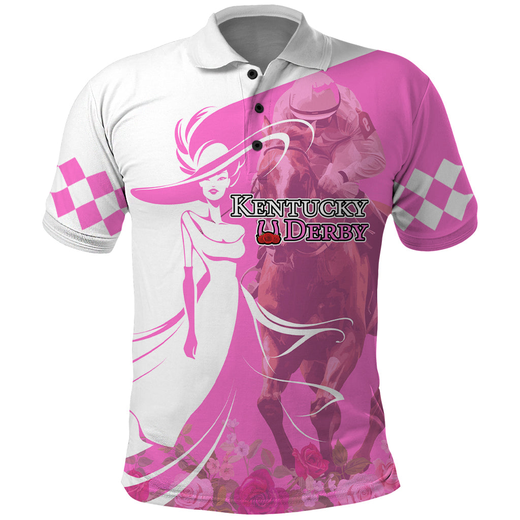 Kentucky Racing Horses Derby Hat Girl Polo Shirt Pink Color