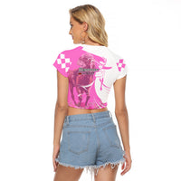 Kentucky Racing Horses Derby Hat Girl Raglan Cropped T Shirt Pink Color - Wonder Print Shop