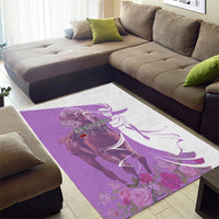 Kentucky Racing Horses Derby Hat Girl Area Rug Purple Color - Wonder Print Shop
