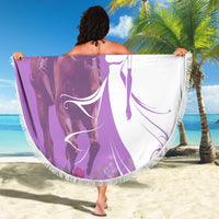 Kentucky Racing Horses Derby Hat Girl Beach Blanket Purple Color - Wonder Print Shop