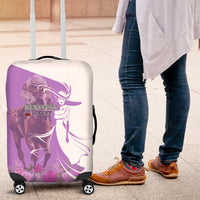 Kentucky Racing Horses Derby Hat Girl Luggage Cover Purple Color - Wonder Print Shop