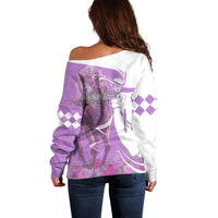 Kentucky Racing Horses Derby Hat Girl Off Shoulder Sweater Purple Color - Wonder Print Shop