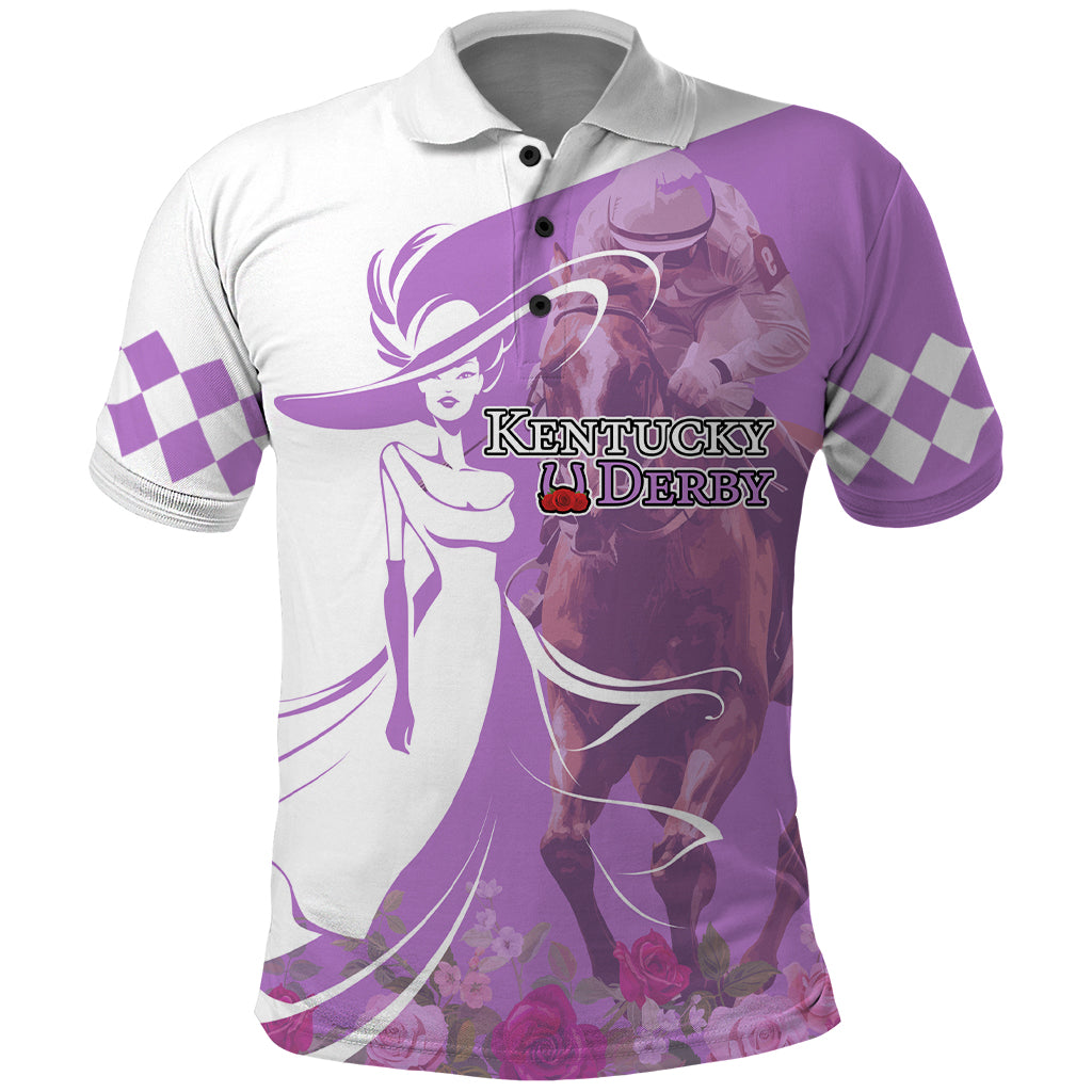 Kentucky Racing Horses Derby Hat Girl Polo Shirt Purple Color