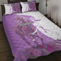 Kentucky Racing Horses Derby Hat Girl Quilt Bed Set Purple Color - Wonder Print Shop