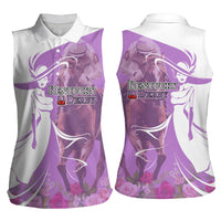 Kentucky Racing Horses Derby Hat Girl Women Sleeveless Polo Shirt Purple Color - Wonder Print Shop