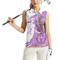 Kentucky Racing Horses Derby Hat Girl Women Sleeveless Polo Shirt Purple Color - Wonder Print Shop