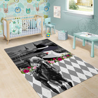 Kentucky Racing Horses Derby Hat Lady Area Rug Churchill Downs and Roses Grayscale - Wonder Print Shop