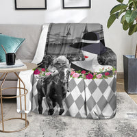 Kentucky Racing Horses Derby Hat Lady Blanket Churchill Downs and Roses Grayscale