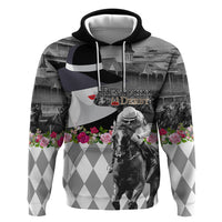 Kentucky Racing Horses Derby Hat Lady Hoodie Churchill Downs and Roses Grayscale - Wonder Print Shop