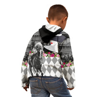 Kentucky Racing Horses Derby Hat Lady Kid Hoodie Churchill Downs and Roses Grayscale - Wonder Print Shop