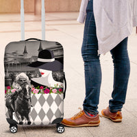 Kentucky Racing Horses Derby Hat Lady Luggage Cover Churchill Downs and Roses Grayscale - Wonder Print Shop