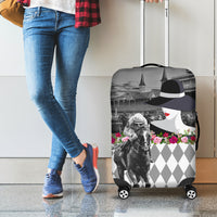 Kentucky Racing Horses Derby Hat Lady Luggage Cover Churchill Downs and Roses Grayscale - Wonder Print Shop