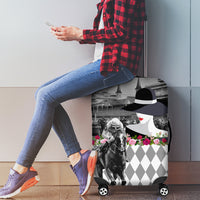 Kentucky Racing Horses Derby Hat Lady Luggage Cover Churchill Downs and Roses Grayscale - Wonder Print Shop