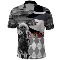 Kentucky Racing Horses Derby Hat Lady Polo Shirt Churchill Downs and Roses Grayscale - Wonder Print Shop