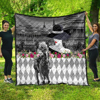 Kentucky Racing Horses Derby Hat Lady Quilt Churchill Downs and Roses Grayscale - Wonder Print Shop