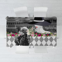 Kentucky Racing Horses Derby Hat Lady Tablecloth Churchill Downs and Roses Grayscale - Wonder Print Shop