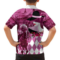 Kentucky Racing Horses Derby Hat Lady Family Matching Short Sleeve Bodycon Dress and Hawaiian Shirt Churchill Downs and Roses Pink Out - Wonder Print Shop