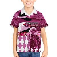 Kentucky Racing Horses Derby Hat Lady Family Matching Short Sleeve Bodycon Dress and Hawaiian Shirt Churchill Downs and Roses Pink Out - Wonder Print Shop