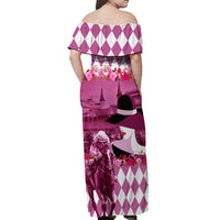 Kentucky Racing Horses Derby Hat Lady Off Shoulder Maxi Dress Churchill Downs and Roses Pink Out - Wonder Print Shop