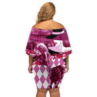 Kentucky Racing Horses Derby Hat Lady Off Shoulder Short Dress Churchill Downs and Roses Pink Out - Wonder Print Shop