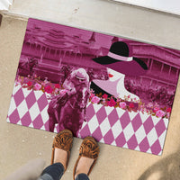 Kentucky Racing Horses Derby Hat Lady Rubber Doormat Churchill Downs and Roses Pink Out - Wonder Print Shop