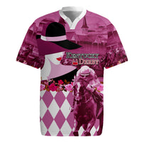Kentucky Racing Horses Derby Hat Lady Rugby Jersey Churchill Downs and Roses Pink Out - Wonder Print Shop