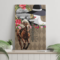 Kentucky Racing Horses Derby Hat Woman Canvas Wall Art Churchill Downs and Shoehorse Roses - Wonder Print Shop