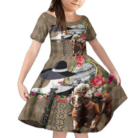 Kentucky Racing Horses Derby Hat Woman Family Matching Off Shoulder Maxi Dress and Hawaiian Shirt Churchill Downs and Shoehorse Roses - Wonder Print Shop