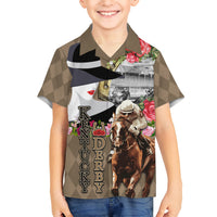 Kentucky Racing Horses Derby Hat Woman Hawaiian Shirt Churchill Downs and Shoehorse Roses - Wonder Print Shop