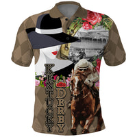Kentucky Racing Horses Derby Hat Woman Polo Shirt Churchill Downs and Shoehorse Roses - Wonder Print Shop