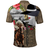 Kentucky Racing Horses Derby Hat Woman Polo Shirt Churchill Downs and Shoehorse Roses - Wonder Print Shop