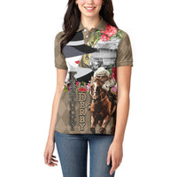 Kentucky Racing Horses Derby Hat Woman Women Polo Shirt Churchill Downs and Shoehorse Roses - Wonder Print Shop