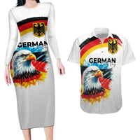 German Unity Day Couples Matching Long Sleeve Bodycon Dress and Hawaiian Shirt Germany Flag with Eagle Head and Emblem