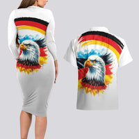 German Unity Day Couples Matching Long Sleeve Bodycon Dress and Hawaiian Shirt Germany Flag with Eagle Head and Emblem