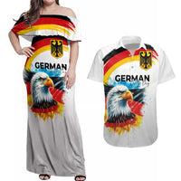 German Unity Day Couples Matching Off Shoulder Maxi Dress and Hawaiian Shirt Germany Flag with Eagle Head and Emblem