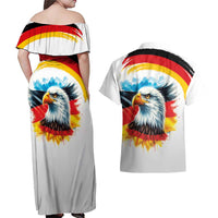 German Unity Day Couples Matching Off Shoulder Maxi Dress and Hawaiian Shirt Germany Flag with Eagle Head and Emblem