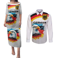 German Unity Day Couples Matching Puletasi and Long Sleeve Button Shirt Germany Flag with Eagle Head and Emblem