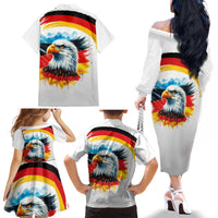 German Unity Day Family Matching Off The Shoulder Long Sleeve Dress and Hawaiian Shirt Germany Flag with Eagle Head and Emblem