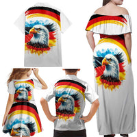 German Unity Day Family Matching Off Shoulder Maxi Dress and Hawaiian Shirt Germany Flag with Eagle Head and Emblem