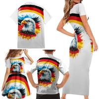 German Unity Day Family Matching Short Sleeve Bodycon Dress and Hawaiian Shirt Germany Flag with Eagle Head and Emblem