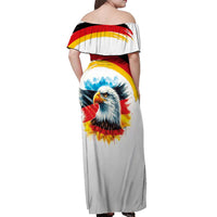 German Unity Day Off Shoulder Maxi Dress Germany Flag with Eagle Head and Emblem