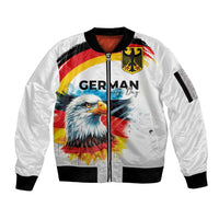 German Unity Day Sleeve Zip Bomber Jacket Germany Flag with Eagle Head and Emblem