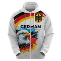 German Unity Day Zip Hoodie Germany Flag with Eagle Head and Emblem