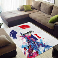 Bastille Day Area Rug Eiffel Tower Brush Strokes Colorful with The Map