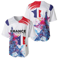 Bastille Day Baseball Jersey Eiffel Tower Brush Strokes Colorful with The Map