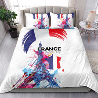 Bastille Day Bedding Set Eiffel Tower Brush Strokes Colorful with The Map