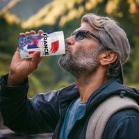 Bastille Day 4 in 1 Can Cooler Tumbler Eiffel Tower Brush Strokes Colorful with The Map