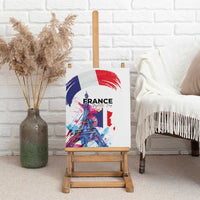 Bastille Day Canvas Wall Art Eiffel Tower Brush Strokes Colorful with The Map