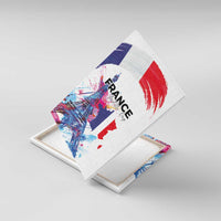 Bastille Day Canvas Wall Art Eiffel Tower Brush Strokes Colorful with The Map